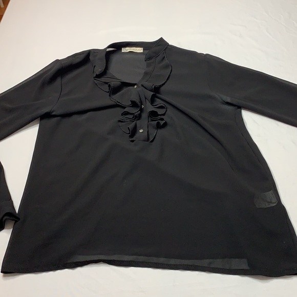 SusyMix Womens Black V-Neck Sheer Blouse Size Small And Medium - Picture 6 of 12
